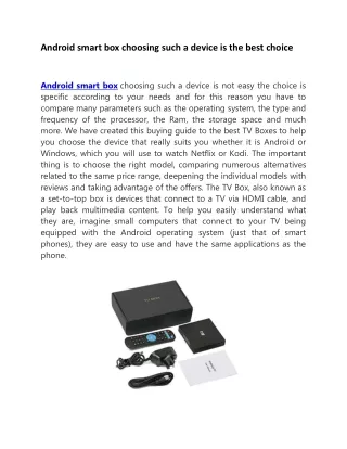 Android smart box choosing such a device is the best choice