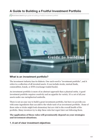 a guide to building a fruitful investment