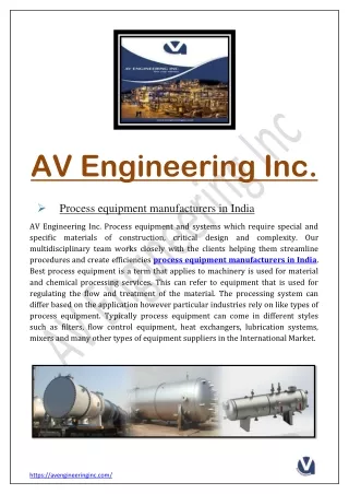 Process equipment manufacturers in India