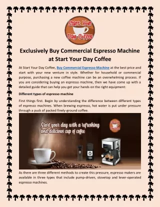 Buy Commercial Espresso Machine