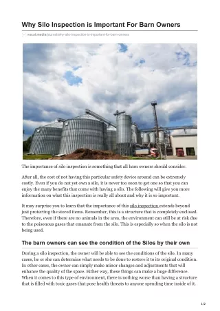 why silo inspection is important for barn owners