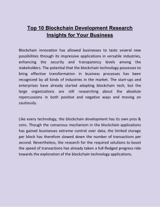 top 10 blockchain development research insights
