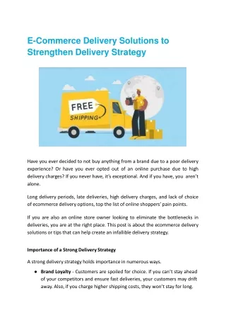 e commerce delivery solutions to strengthen