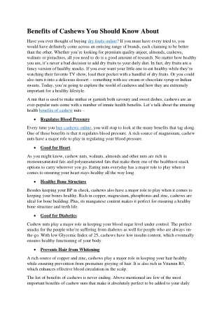benefits of cashews you should know about