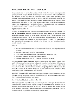 work abroad part time while i study in uk