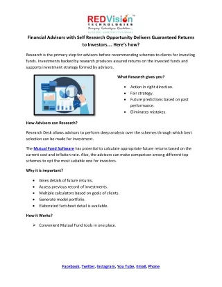 financial advisors with self research opportunity