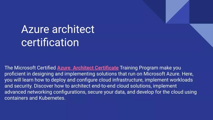 azure architect certification