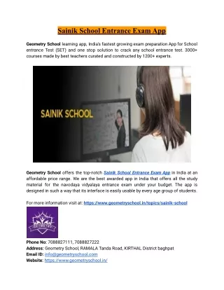 sainik school entrance exam app