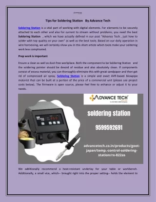 tips for soldering station by advance tech