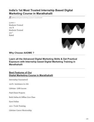 Digital Marketing Course in Marathahalli With Guaranteed Job - AADME