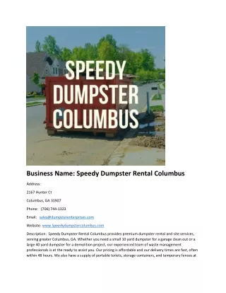 business name speedy dumpster rental columbus