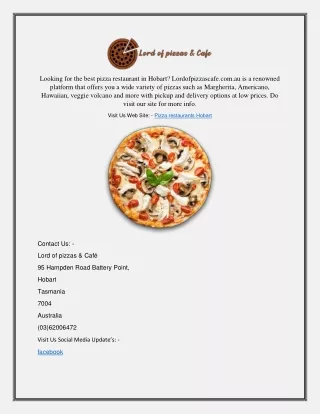 Pizza Restaurants Hobart | Lordofpizzascafe.com.au