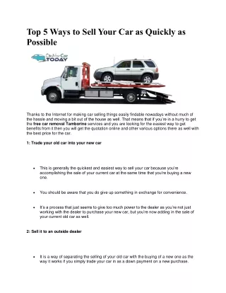 Top 5 Ways to Sell Your Car as Quickly as Possible