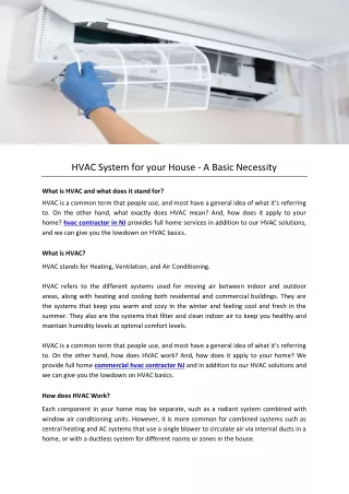 HVAC System for your House - A Basic Necessity