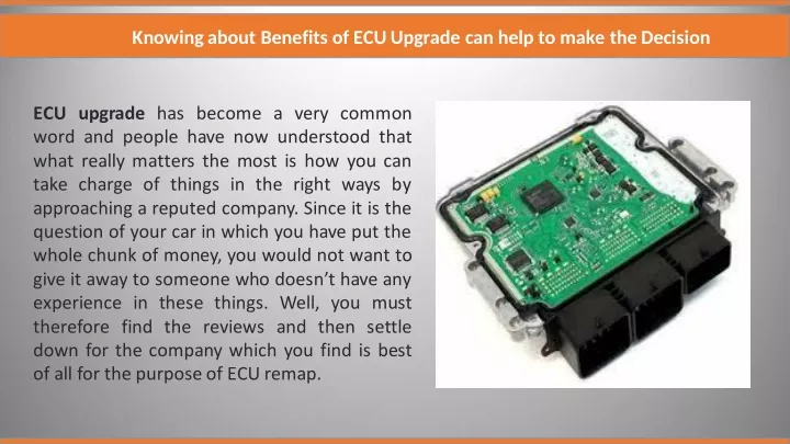 knowing about benefits of ecu upgrade can help
