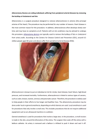 atherectomy devices are aiding individuals