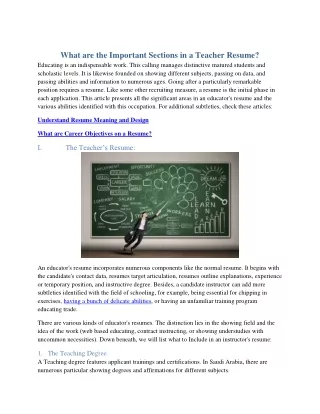 What are the Important Sections in a Teacher Resume?