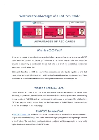 What are the advantages of a Red CSCS Card?