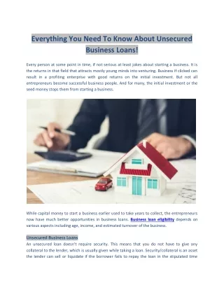 Everything You Need To Know About Unsecured Business Loans!