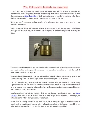 why unbreakable padlocks are important