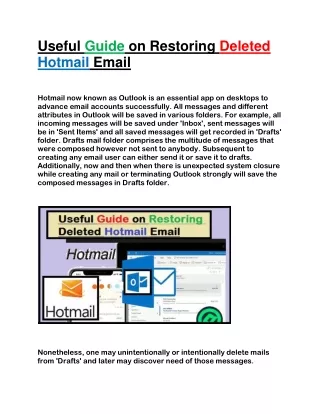 Useful Guide on Restoring Deleted Hotmail Email