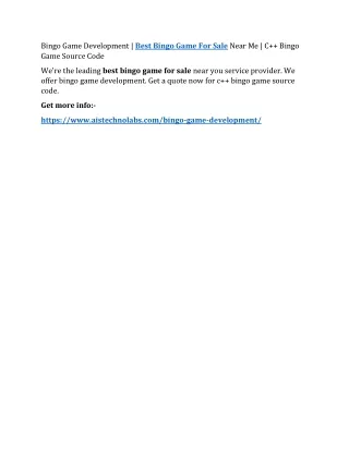 bingo game development best bingo game for sale