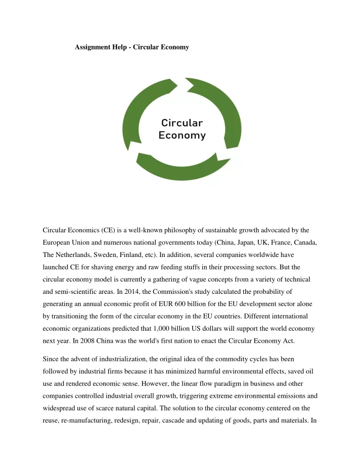 circular economy assignment