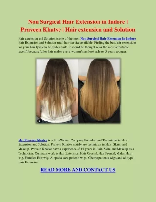 Non Surgical Hair Extension in Indore | Praveen Khatve | Hair extension and Solution