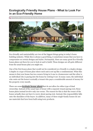 ecologically friendly house plans what to look