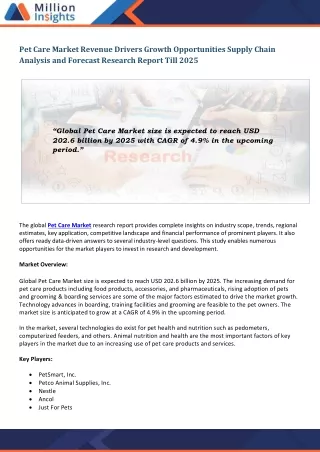 pet care market revenue drivers growth