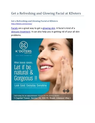 get a refreshing and glowing facial at kdoters