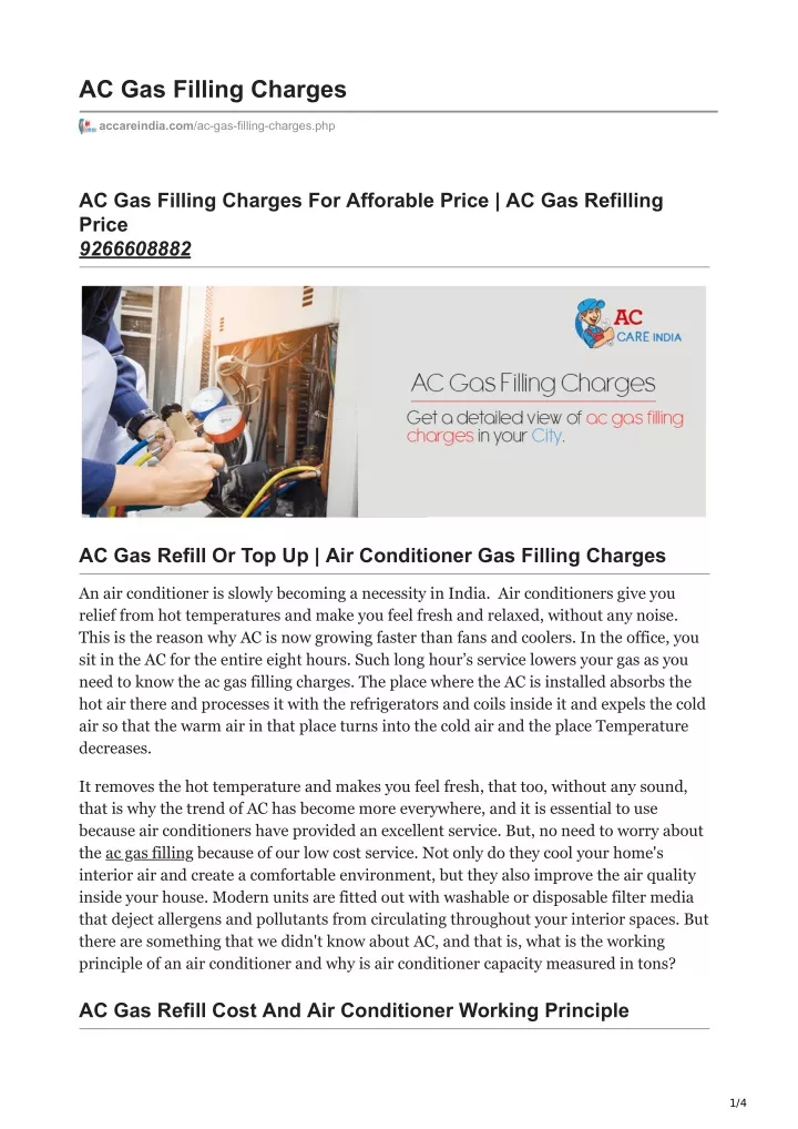 ac gas filling charges