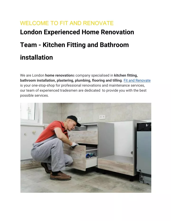 welcome to fit and renovate london experienced