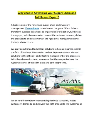 why choose advatix as your supply chain