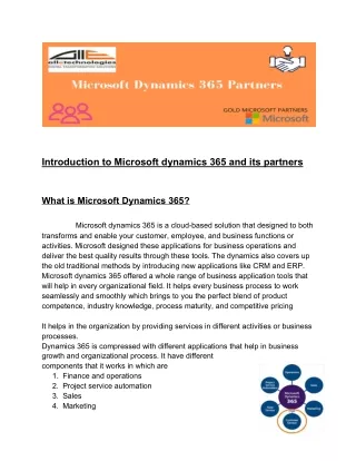 Micosoft Dynamics 365 Partners