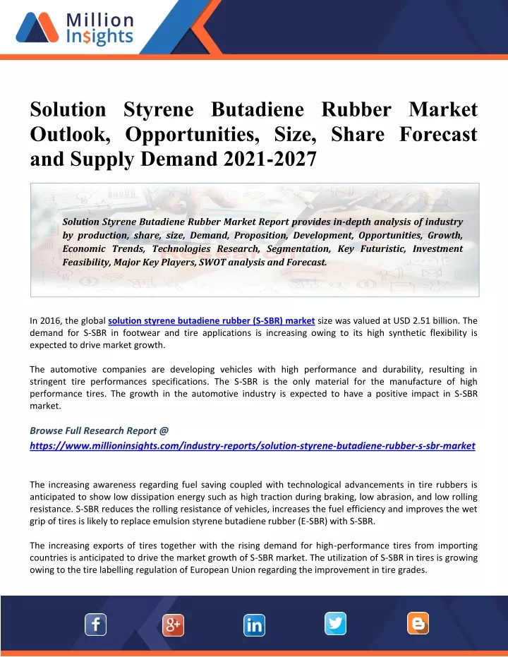 solution styrene butadiene rubber market outlook