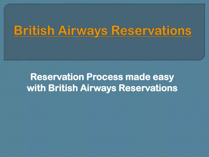 british airways reservations