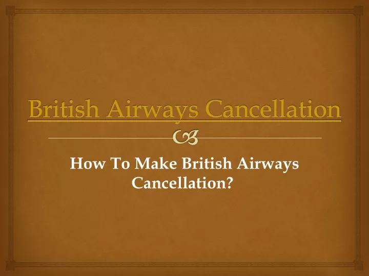 british airways cancellation