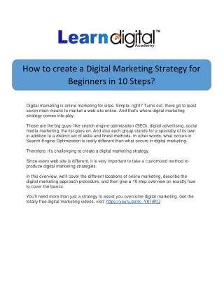 How to Create a Digital Marketing Strategy for Beginners in 10 Steps