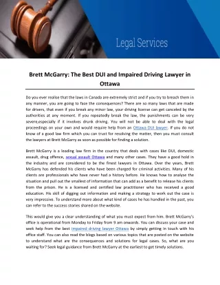 Brett McGarry: The Best DUI and Impaired Driving Lawyer in Ottawa