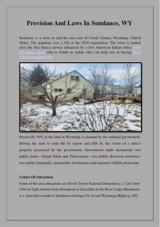 provision and laws in sundance wy