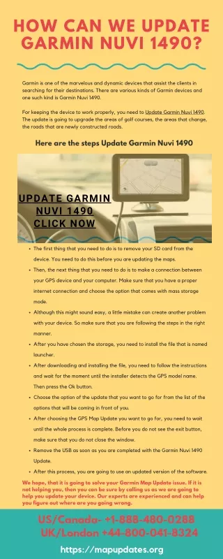 how can we update garmin nuvi 1490