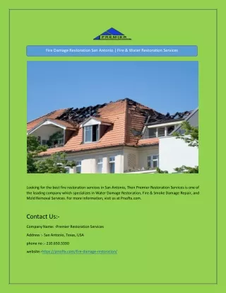 Fire Damage Restoration San Antonio | Fire & Water Restoration Services