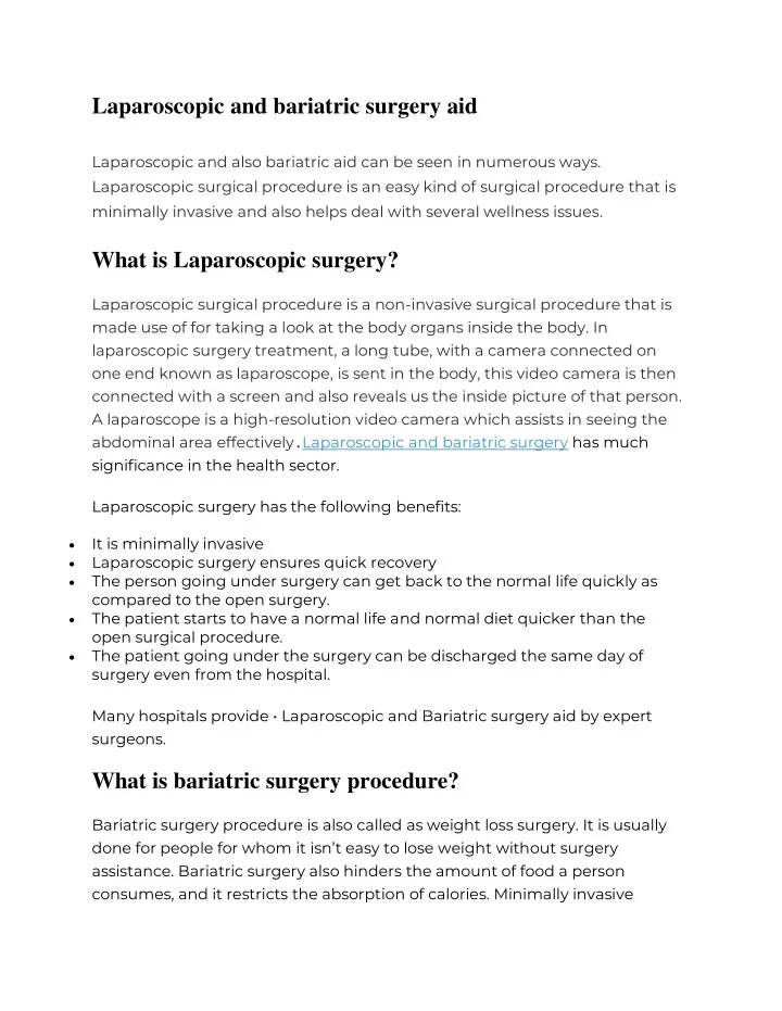 laparoscopic and bariatric surgery