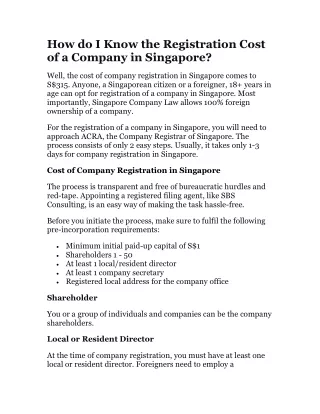 How do I Know the Registration Cost of a Company in Singapore?
