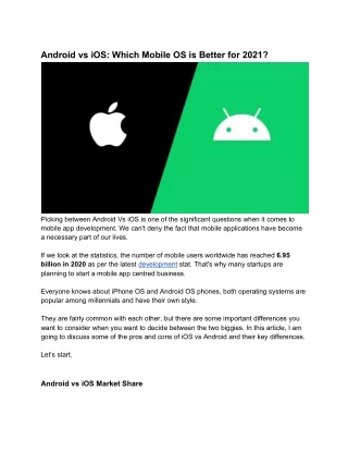 android vs ios which mobile os is better for 2021