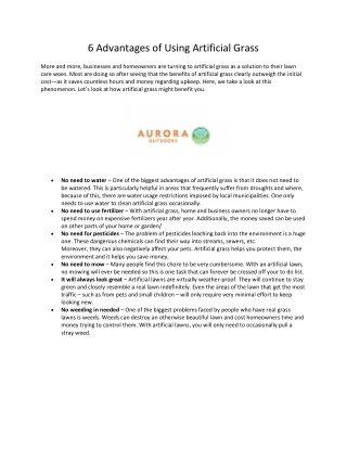 6 Advantages of Using Artificial Grass