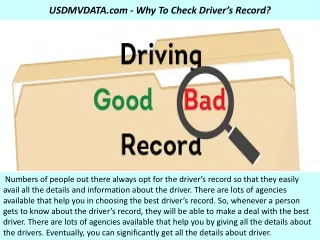 usdmvdata com why to check driver s record