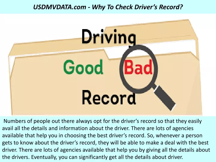 usdmvdata com why to check driver s record