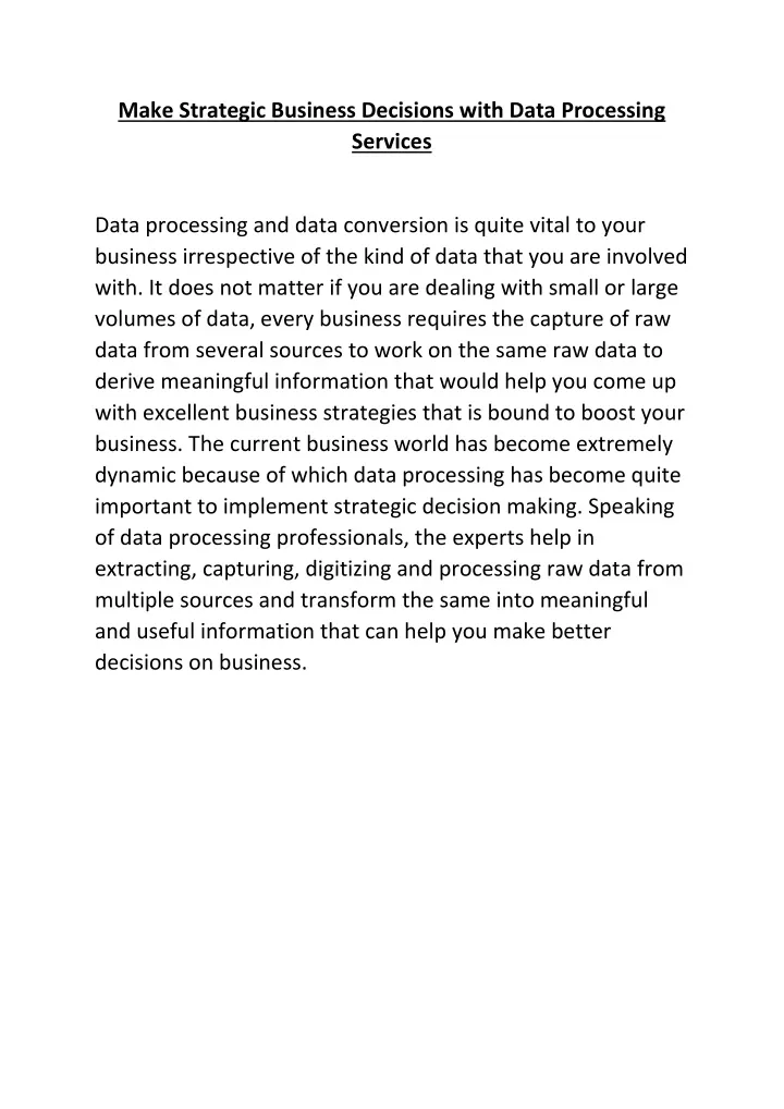 make strategic business decisions with data
